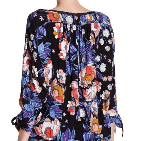 Free People Keepin On Top Womens Size XS Black Multicolor Floral Oversized Boho - Picture 6 of 13
